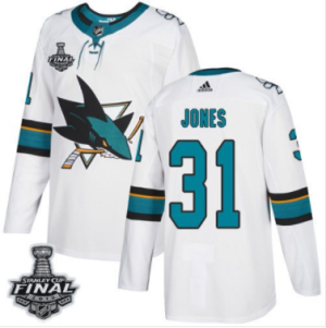 Sharks #31 Martin Jones Weiß 2019 Stanley Cup Final Stitched